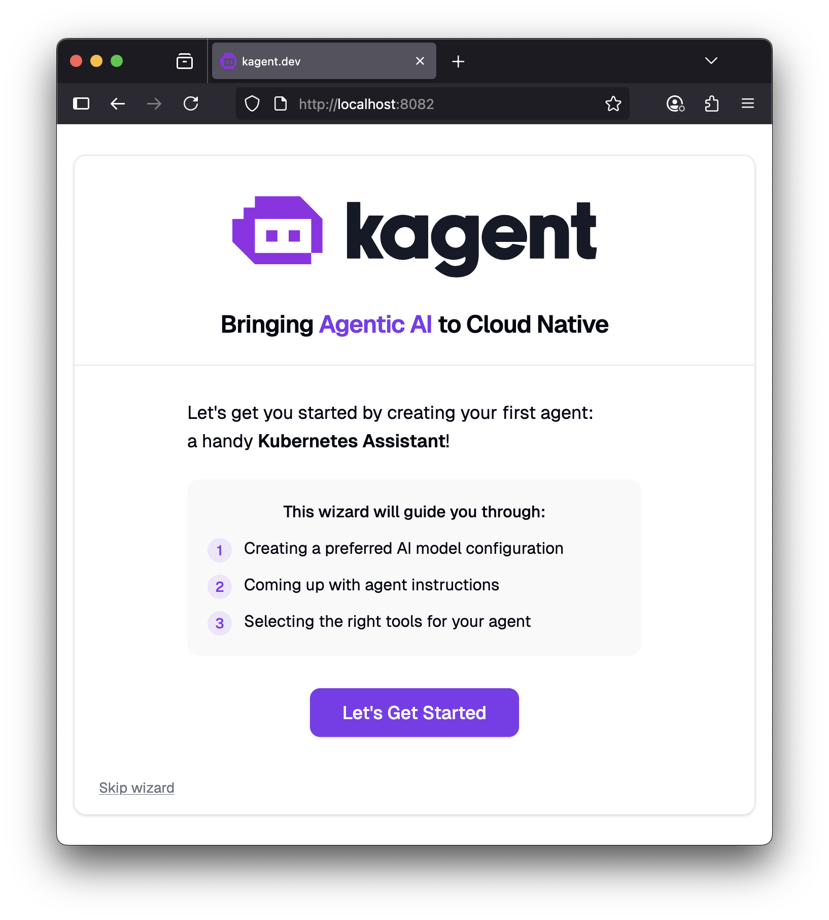 kagent welcome wizard kagent welcome wizard